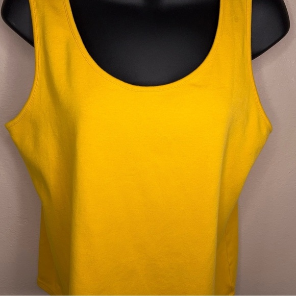 PETITE LARGE RELATIVITY YELLOW TANK TOP SLEEVELESS STRETCH CASUAL SCOOP NECKLINE - Picture 10 of 13